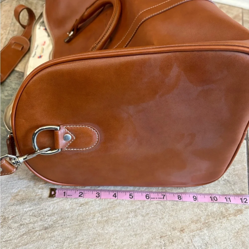 Barrington cognac brown customized duffle bag with strap 24 inches Excellent